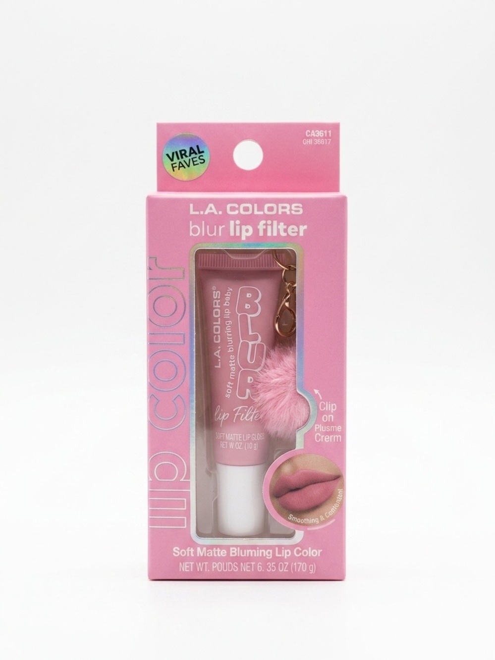 L.A. Colors Blur Lip Filter Plush Charm in Pink